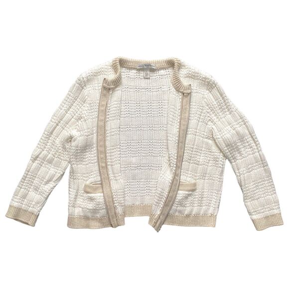 Cotton By Autumn Cashmere Womens Cardigan Knit Zip-Up Sweater Beige Cream Size M - Picture 5 of 6